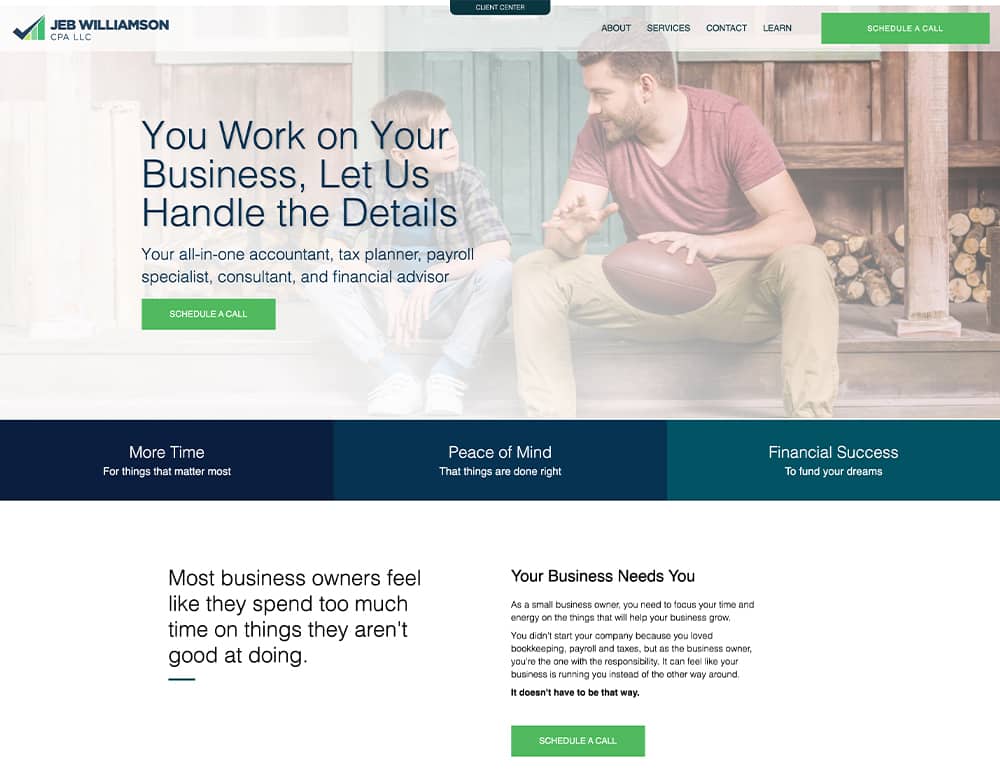 After screenshot of Jeb Williamson CPA's website.