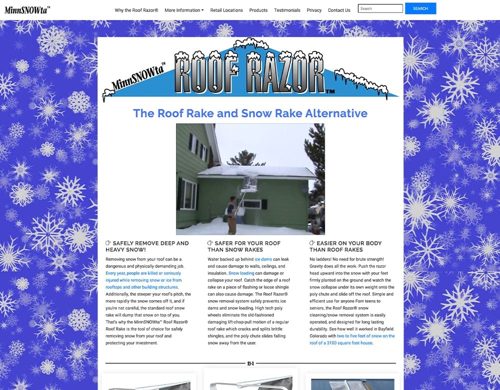 Before screenshot of Roof Razor's website.