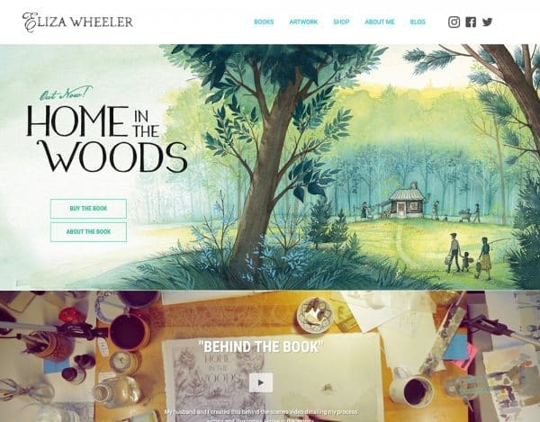 Screenshot of Eliza Wheeler's website homepage.