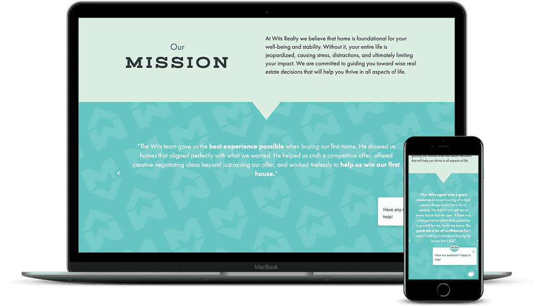 An example of a website using testimonies to establish authority. Desktop and mobile versions.